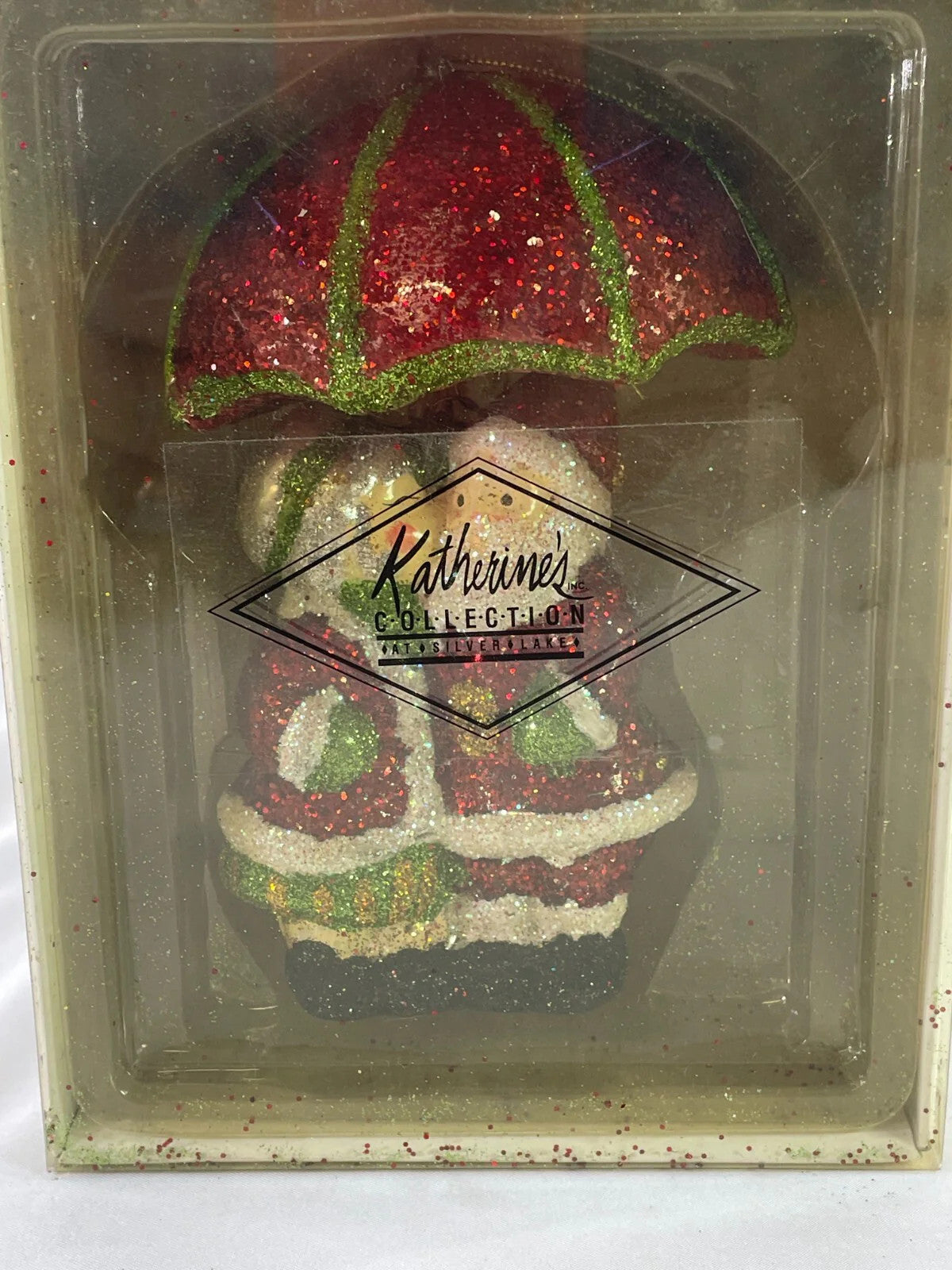 Katherine’s Collection Santa & Mrs. Claus Ornament w/ Umbrella HTF Vintage Box