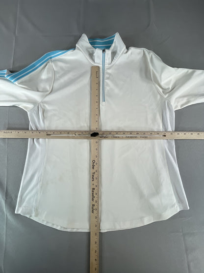 Greg Norman Pullover Shirt Mens XL White Blue PlayDry Golf Quarter Zip Athletic