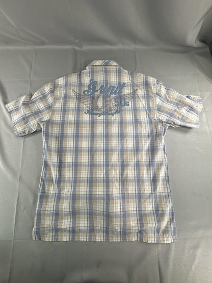 G Unit Shirt Mens Large Plaid Short Sleeve Tools of the Trade Heavyweight NWT