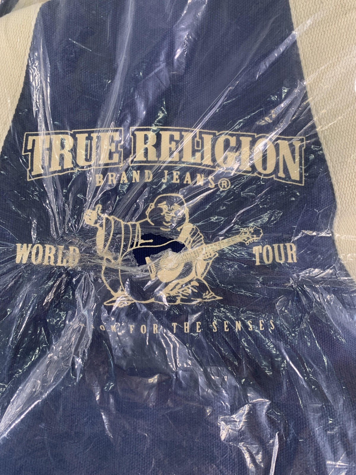 True Religion Brand Jeans Large Navy Duffle Bag Logo O/S New Travel Gym code Red