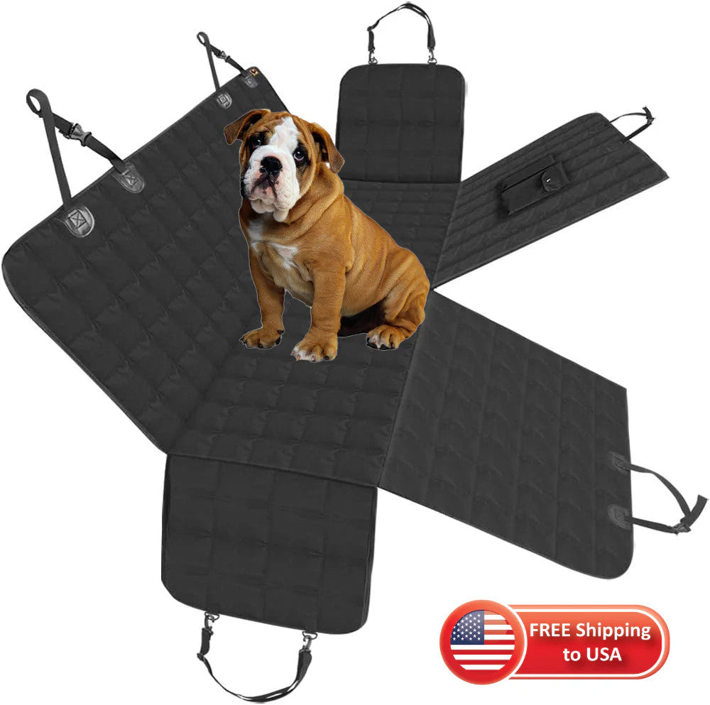 Bark Lover Black Waterproof Dog Car Seat Cover Hammock Trucks SUVs Zipper Sides