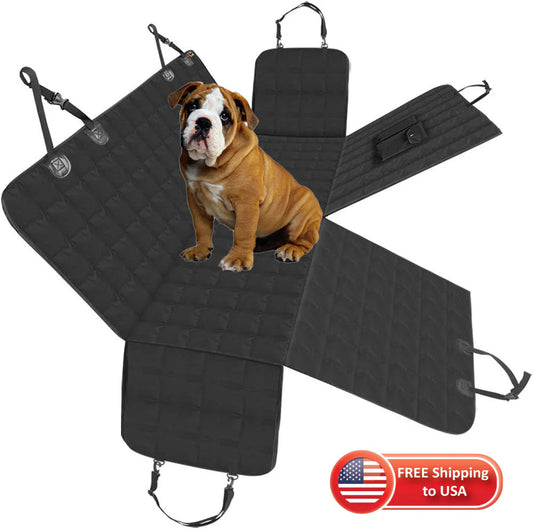 Bark Lover Black Waterproof Dog Car Seat Cover Hammock Trucks SUVs Zipper Sides