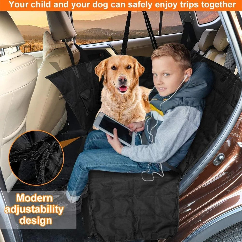 Bark Lover Black Waterproof Dog Car Seat Cover Hammock Trucks SUVs Zipper Sides