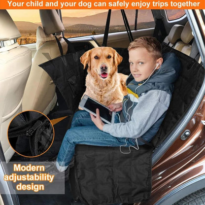 Bark Lover Black Waterproof Dog Car Seat Cover Hammock Trucks SUVs Zipper Sides