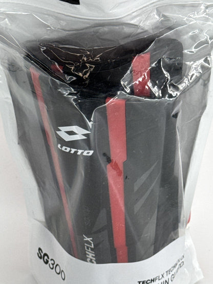 Lotto SG300 TechFLX Shin Guards Mens Large Soccer Leg Protection Black Red NWT