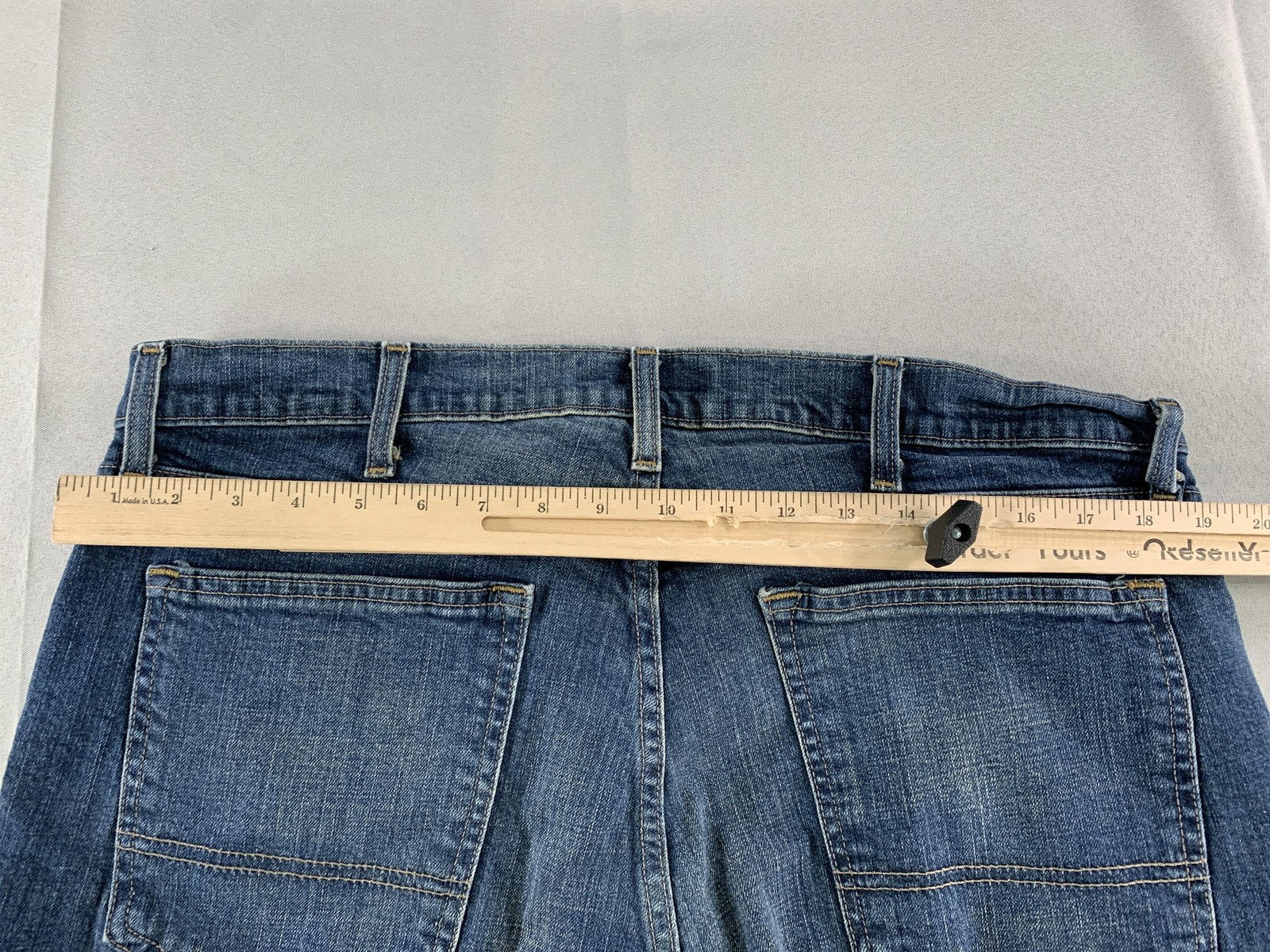 Arizona Jeans Mens 38x30 Blue Denim Original Bootcut Flex Distressed Pants 99