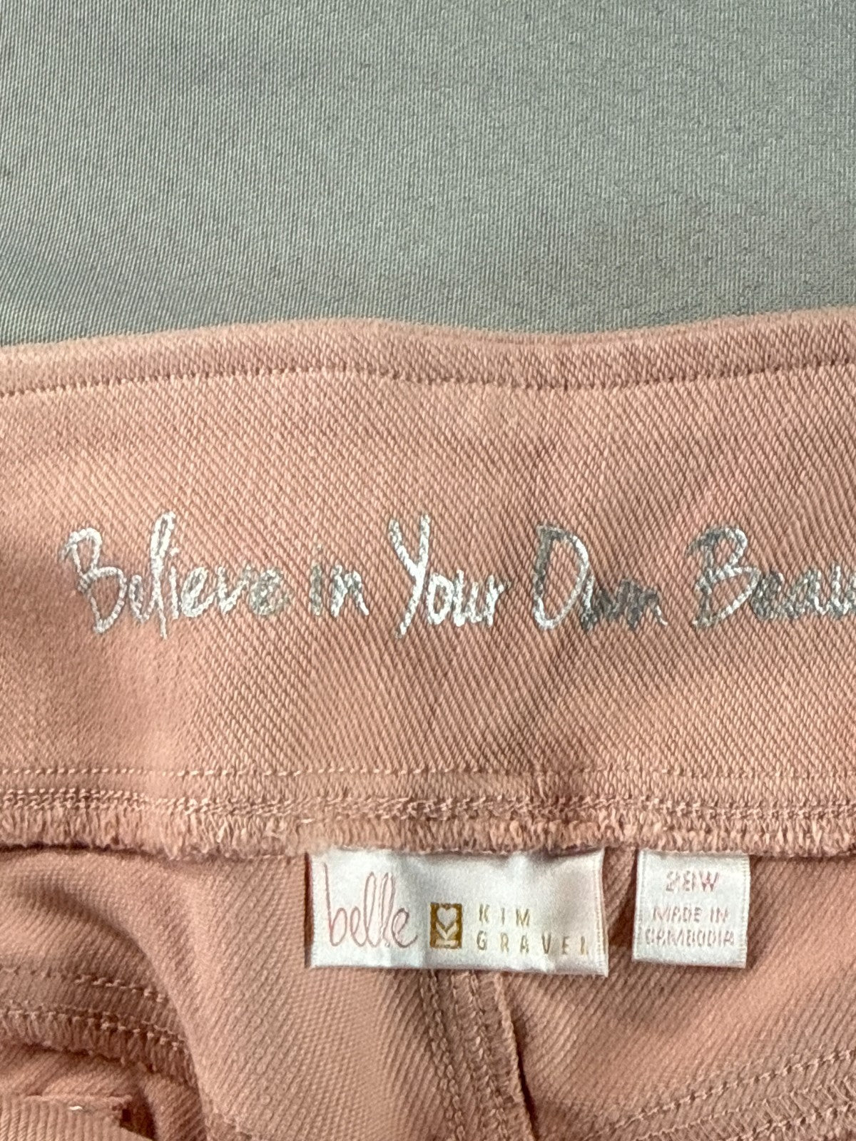 Belle By Kim Gravel Pink Crop Jeans Womens 2X Pull On Stretch Denim Capris Pants