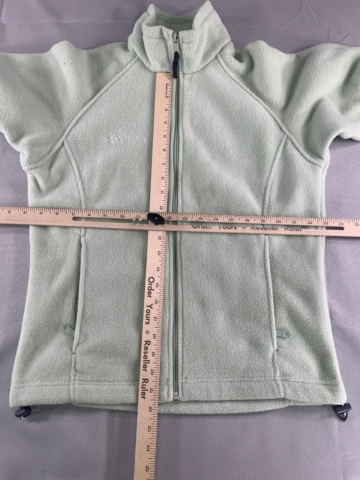 Columbia Jacket Womens Small Green Full Zip Fleece Outdoors WL6114 Lightweight