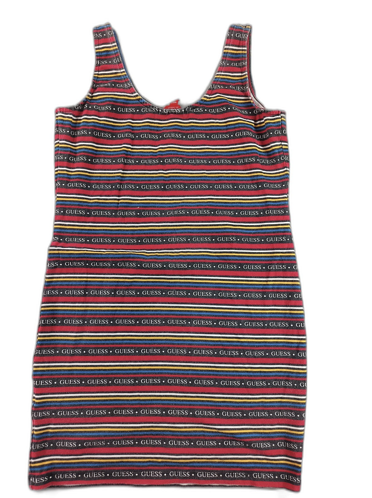 GUESS Tank Dress Womens M Multicolor Cotton Scoop Neck Sleeveless All Over Logo