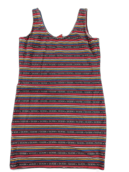 GUESS Tank Dress Womens M Multicolor Cotton Scoop Neck Sleeveless All Over Logo