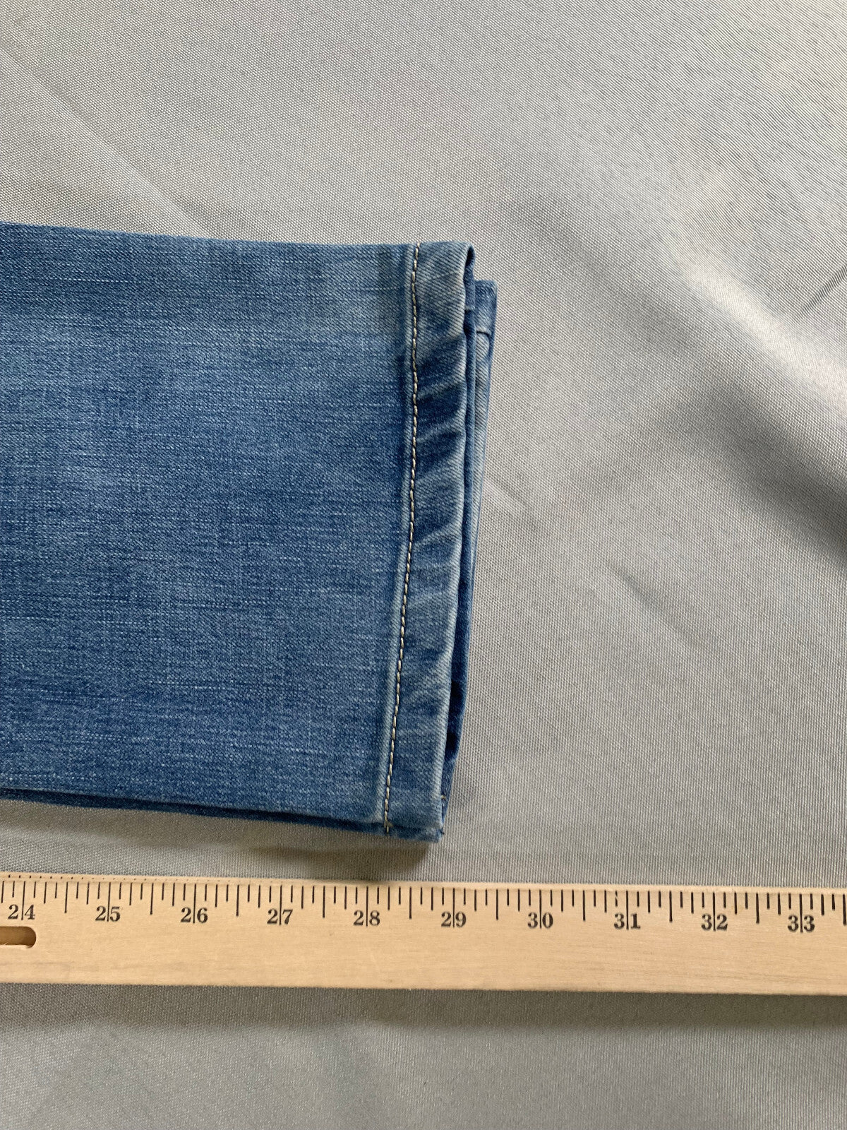 Yutong Jeans Mens 29x32 Slim Straight Fit Blue Moto Style Denim Distressed Wash