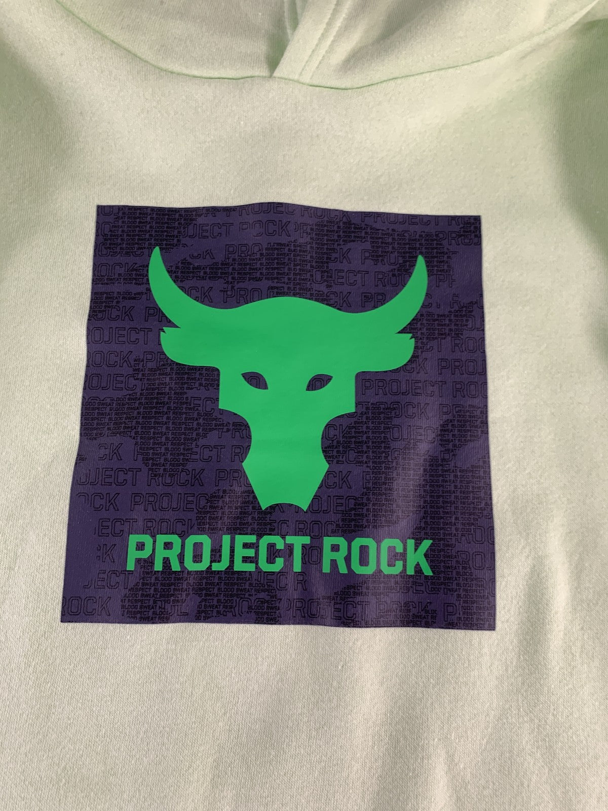 Under Armour Project Rock Hoodie Youth Extra Large Green Loose Fleece Sweatshirt