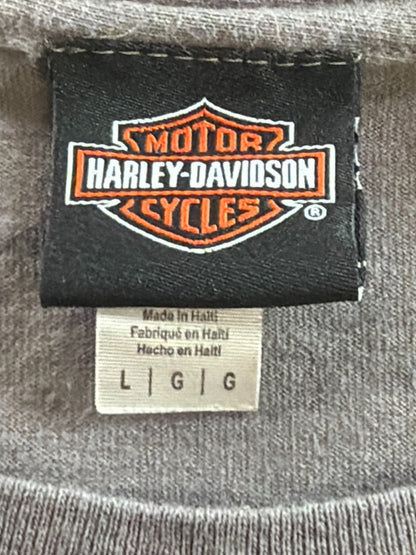 Harley Davidson Mens L Gray Lynchburg TN Dealer Eagle 1903 Bar Shield Logo Tee