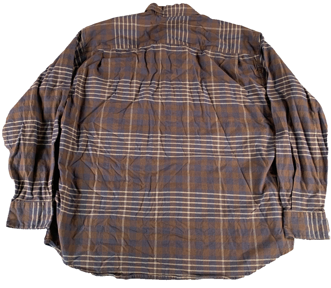Dockers Plaid Button Down Shirt Brown Blue Flannel Long Sleeve Cotton L Apparel