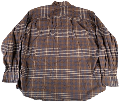 Dockers Plaid Button Down Shirt Brown Blue Flannel Long Sleeve Cotton L Apparel