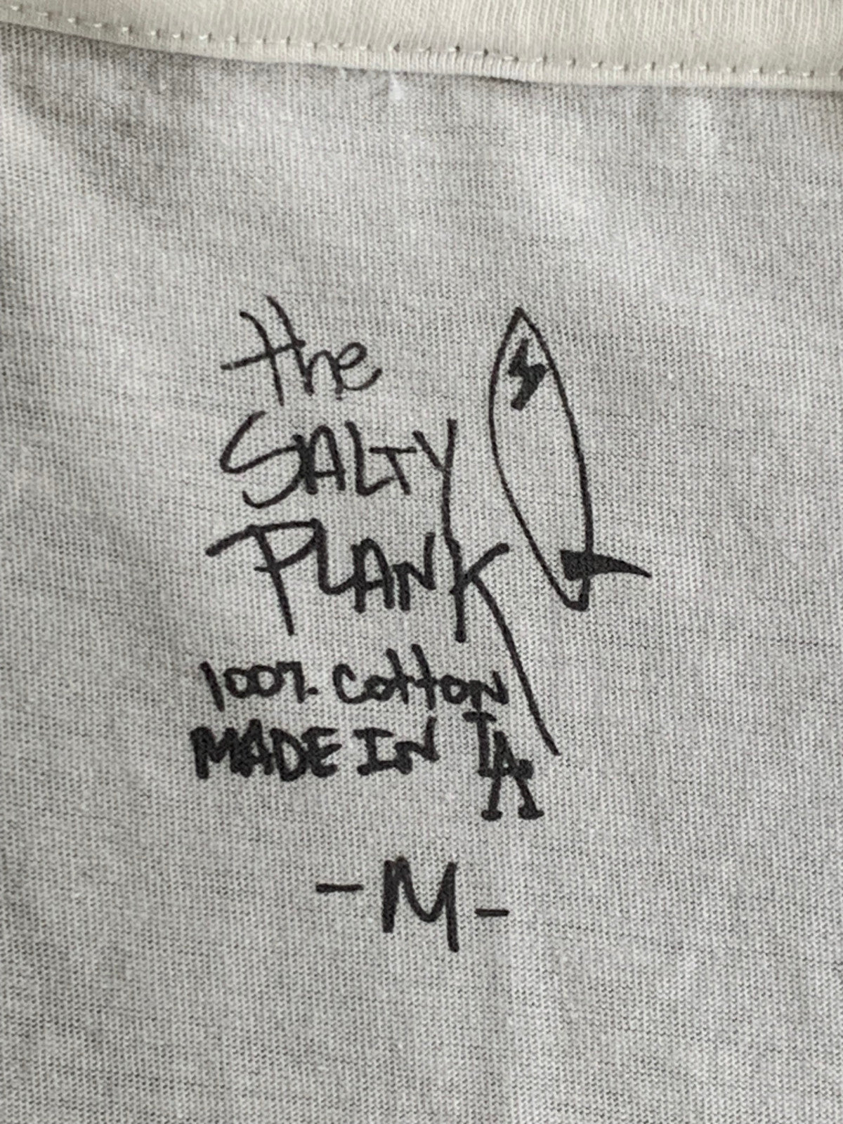 Salty Plank Los Angeles White T-Shirt Graphic Surf Captain Cotton Tee Size M USA