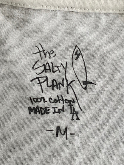 Salty Plank Los Angeles White T-Shirt Graphic Surf Captain Cotton Tee Size M USA