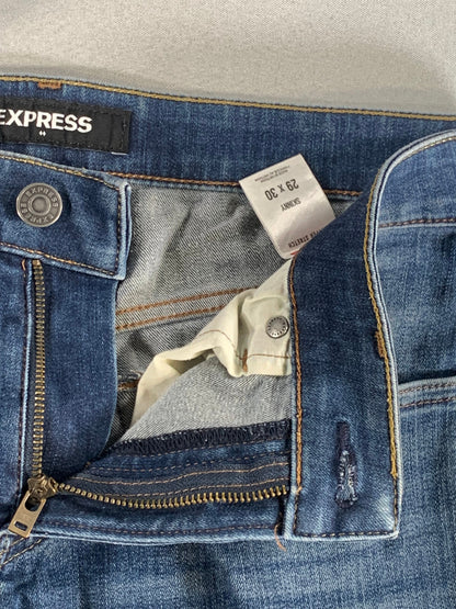 Express Skinny Hyper Stretch Jeans Womens 29x30 Dark Wash High Rise Denim Fit