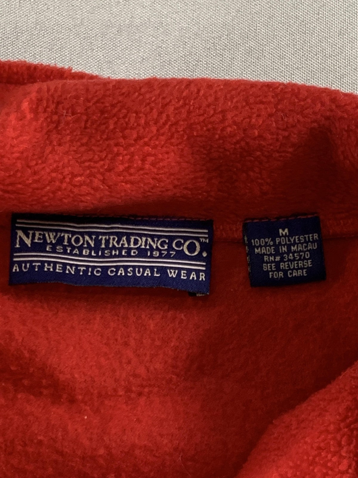 Newton Trading Co Pullover Mens Medium Red Fleece Half Zip Warm Casual Outdoor