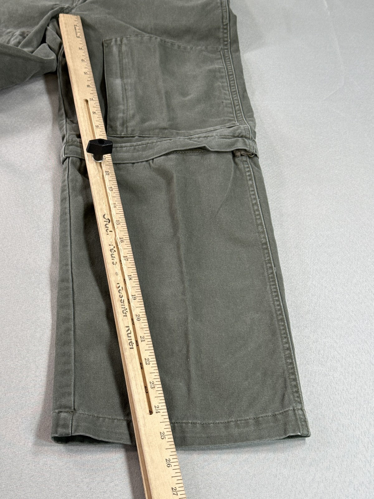 CHEROKEE Cargo Pants Mens 12 Olive Green 100% Cotton Relaxed Fit Convertible