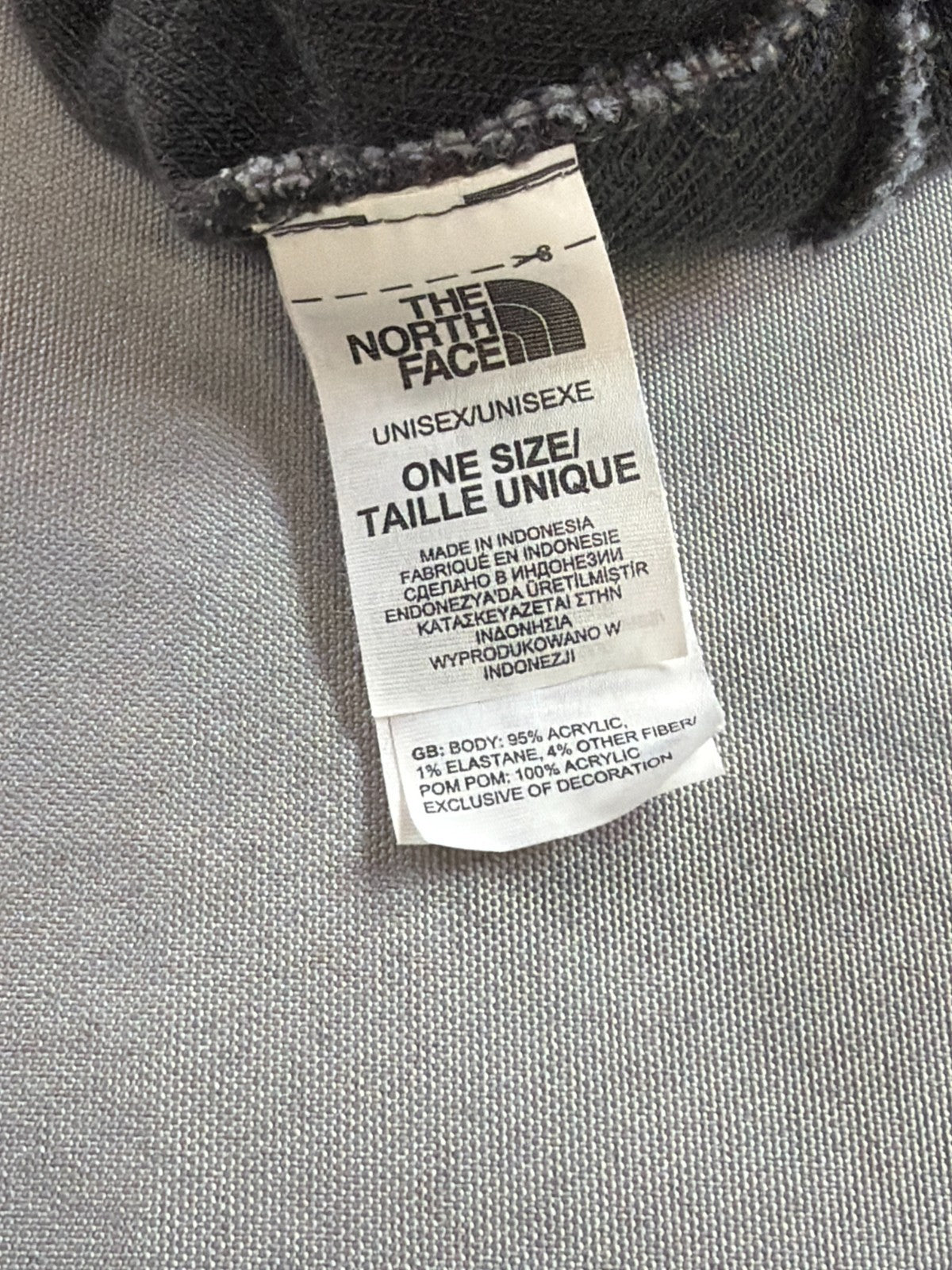 North Face Ski Tuke Bear Pom Beanie Reversible Gray Black 1966 Knit Hat OS NWT