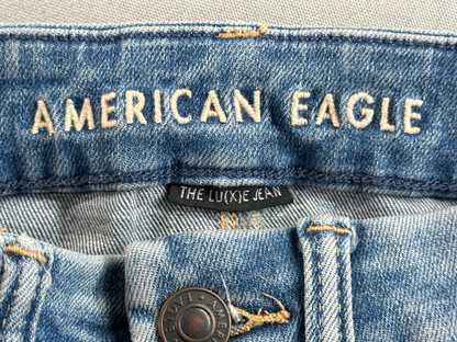American Eagle Next Level Jegging Jeans 00 X-Short Distressed Raw Hem Blue