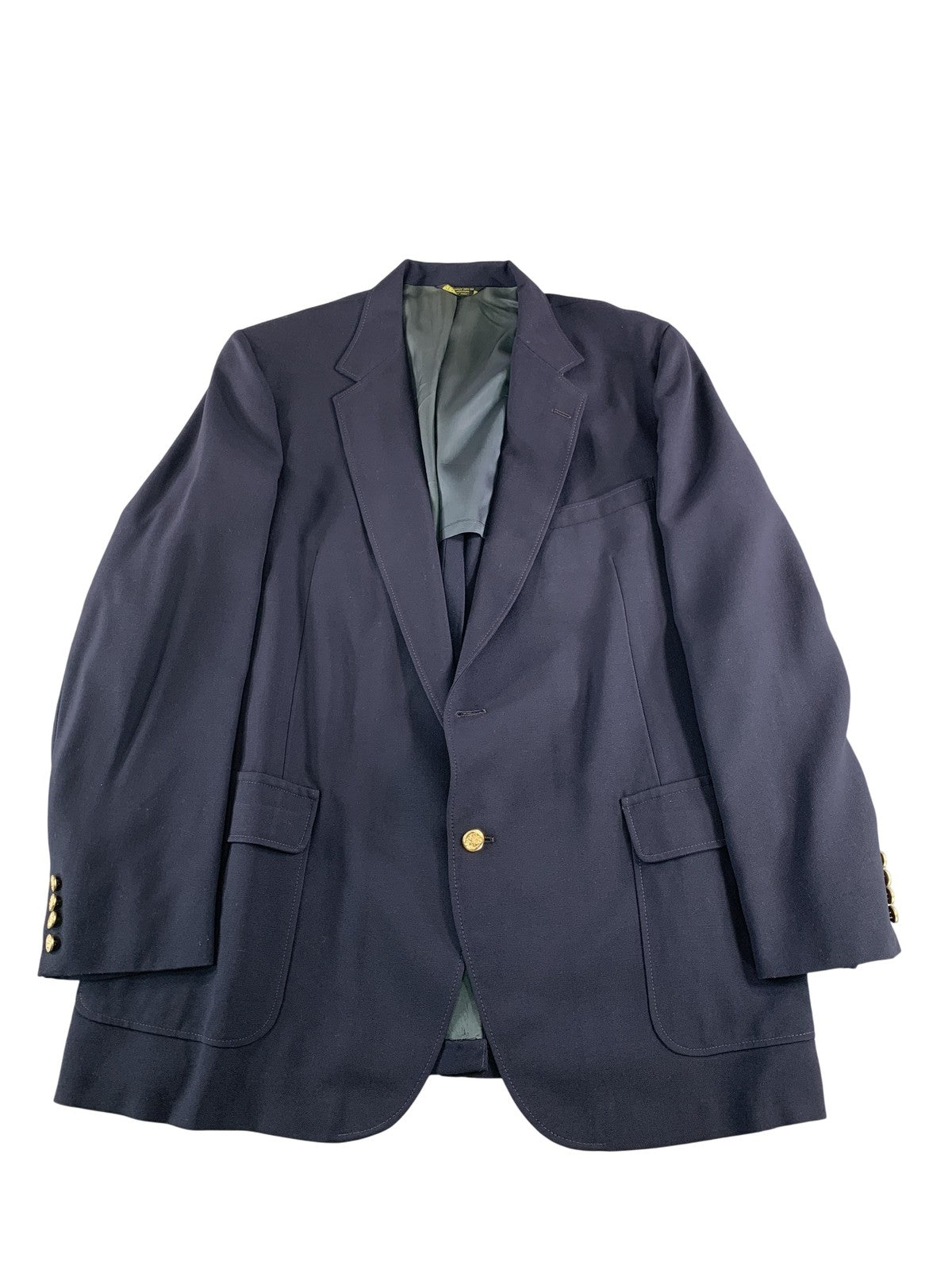 Vintage Eagle Clothes Blazer Mens Large Navy Blue Gold Button Sport Coat Lined
