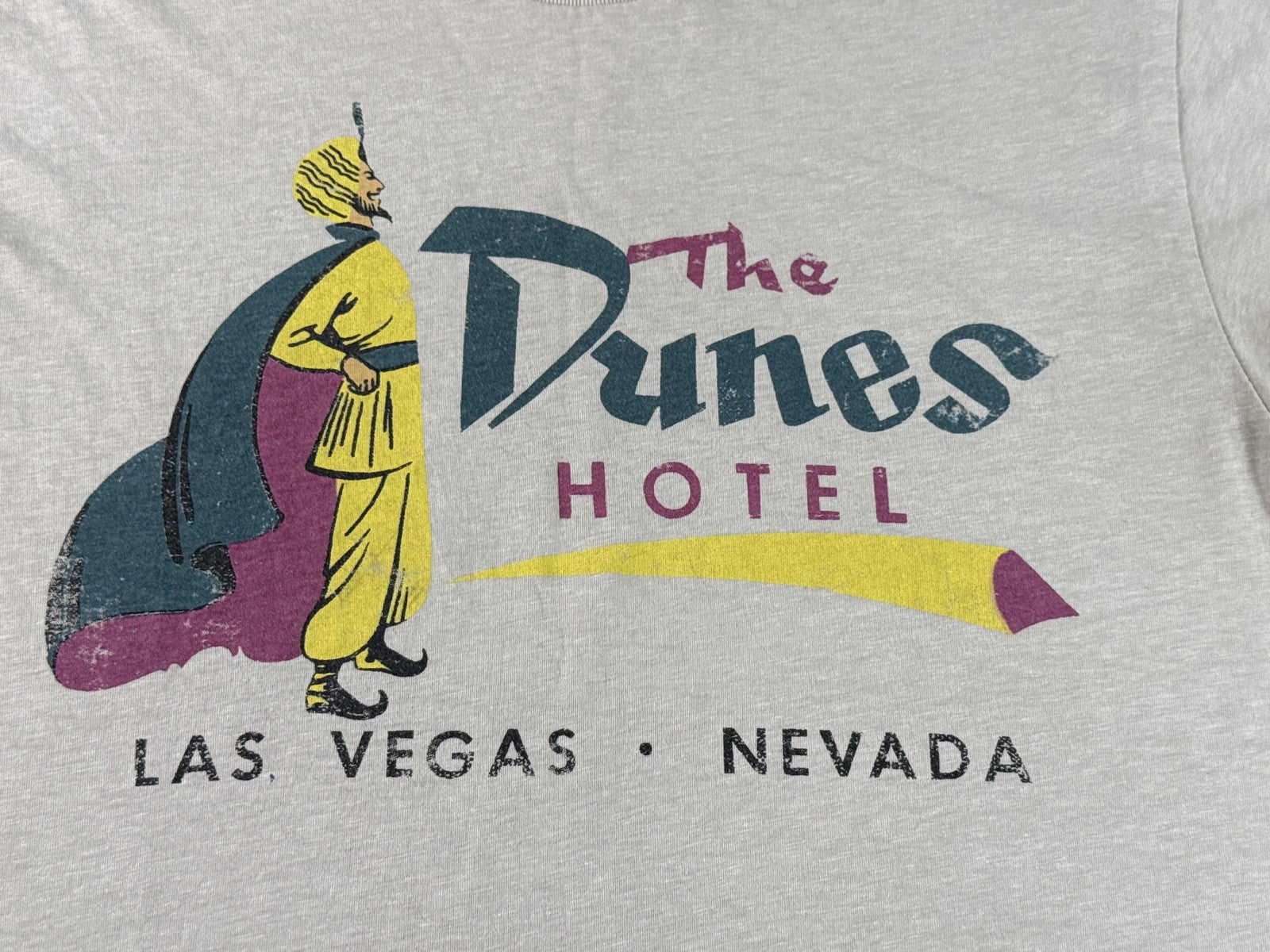 Neon Museum Dunes Hotel Retro Graphic Tee Unisex Beige Cotton Short Sleeve