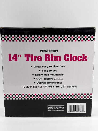 14" Tire Rim Wall Clock Racing Wheel Garage Man Cave Decor Quartz Analog 95587