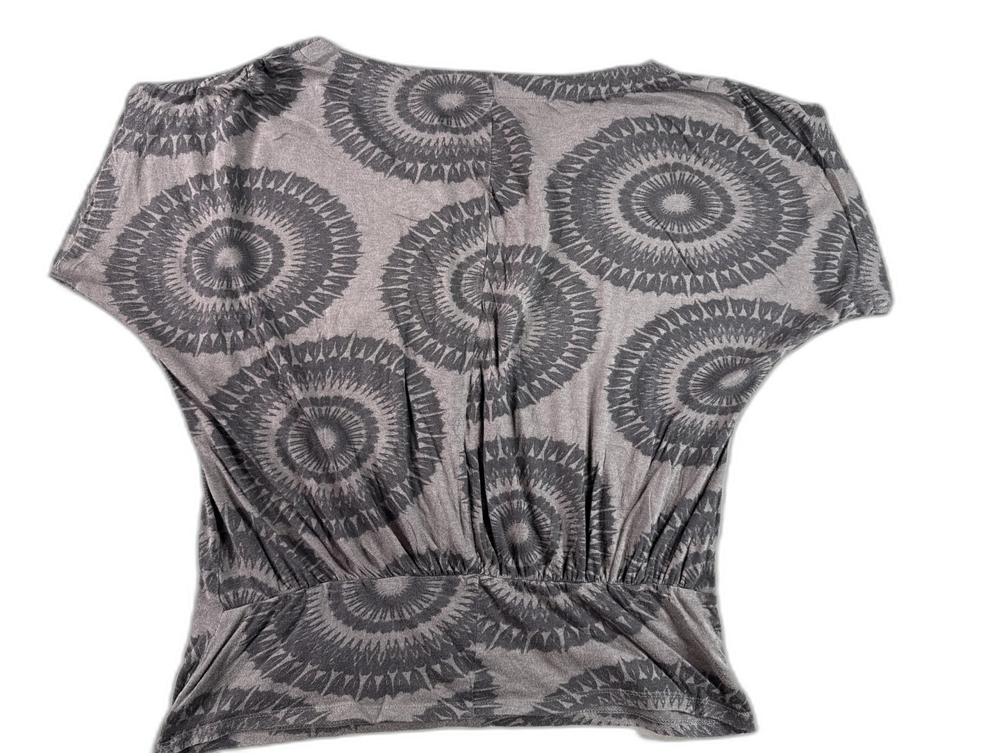 Gap All Over Print Blouse Womens M Gray Cotton Blend Relaxed Fit Neck Short
