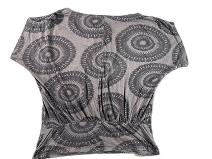 Gap All Over Print Blouse Womens M Gray Cotton Blend Relaxed Fit Neck Short