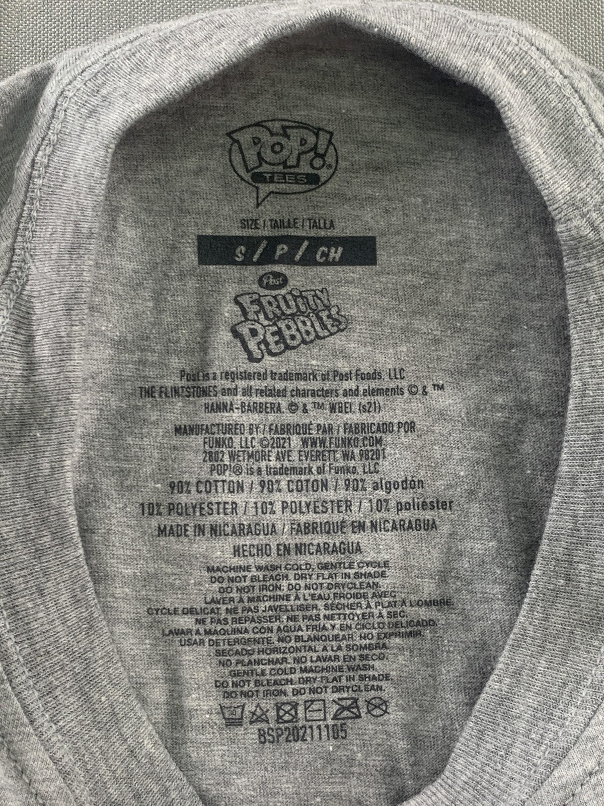 Fruity Pebbles Cereal Graphic Tee Mens Small Gray Vintage Cartoon Shirt Apparel