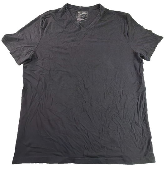 Express Slim Supersoft Mens XL Black V-Neck Tee Stretch Moisture Wicking Modal