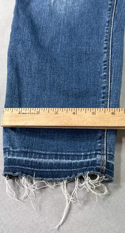 Hudson Jeans Women 32 Blue Distressed Skinny Raw Hem Stretch Ankle Denim