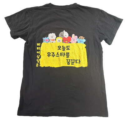 BT21 BTS Characters 2-Sided Graphic T-Shirt Black Small Koya Tata RJ Korean