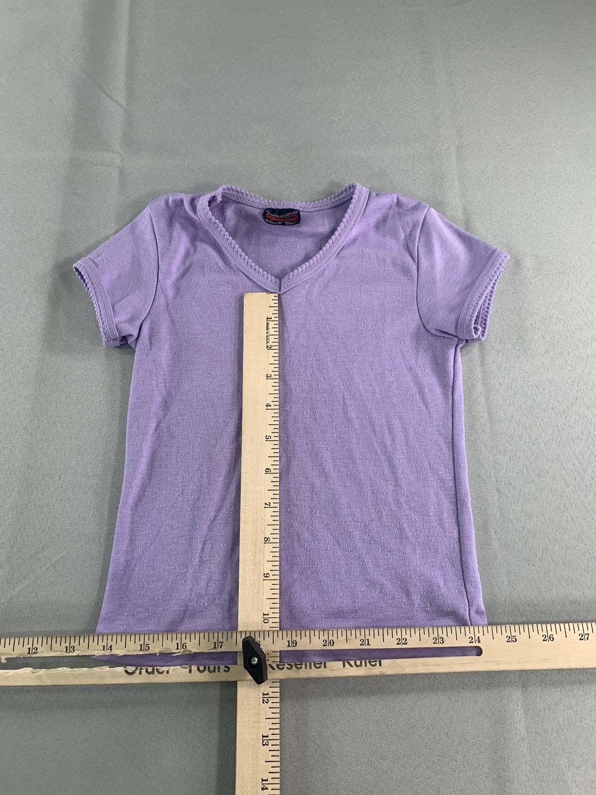 Vintage Superwear JCPenney Shirt Girls Medium Purple V-Neck Trim Made USA 90s