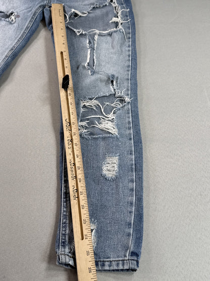 ALMOST FAMOUS Light Distressed Skinny Jeans Womens 1 Blue Stretch Cotton Blend