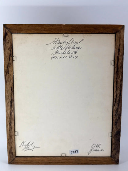 WWI Biplane Dogfight Framed Aviation Art Print 11x12.5 English Oak Frame Vintage