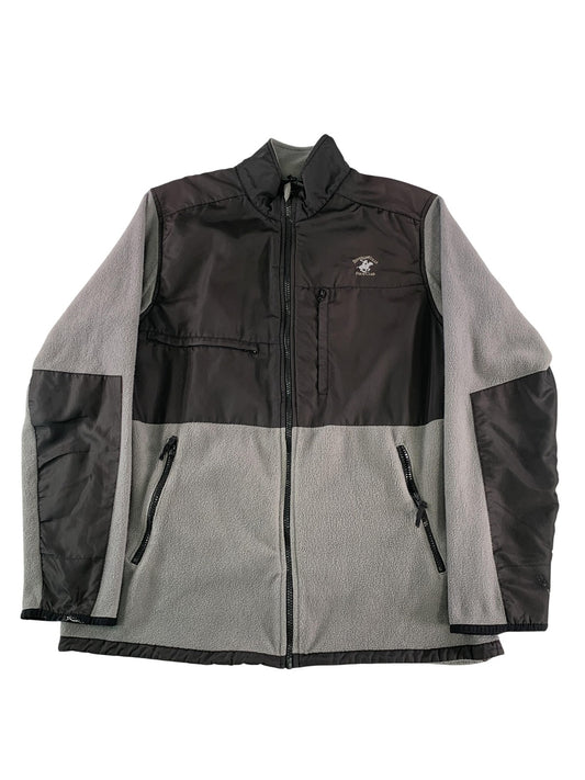 Beverly Hills Polo Club Jacket Mens Medium Gray Black Fleece Zip Front 100 NWT