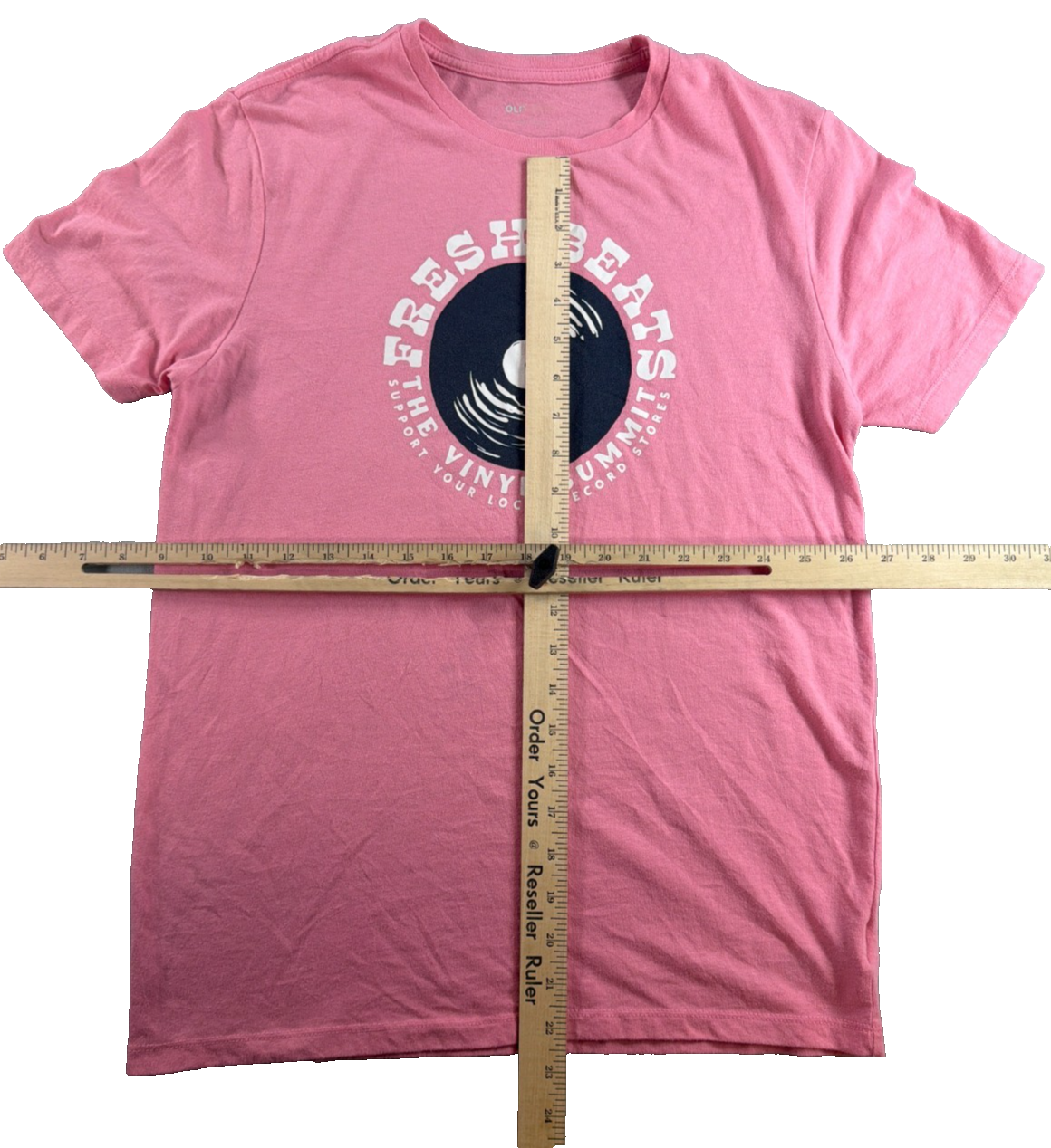 Old Navy Fresh Beats Vinyl Summit Record Store Graphic Tee Womens Small Pink