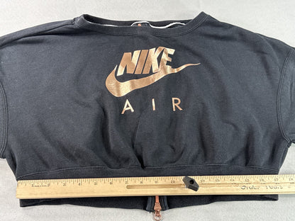 Nike Air Cropped Sweatshirt Womens S Black Cotton Blend Regular Fit Long Sleeve
