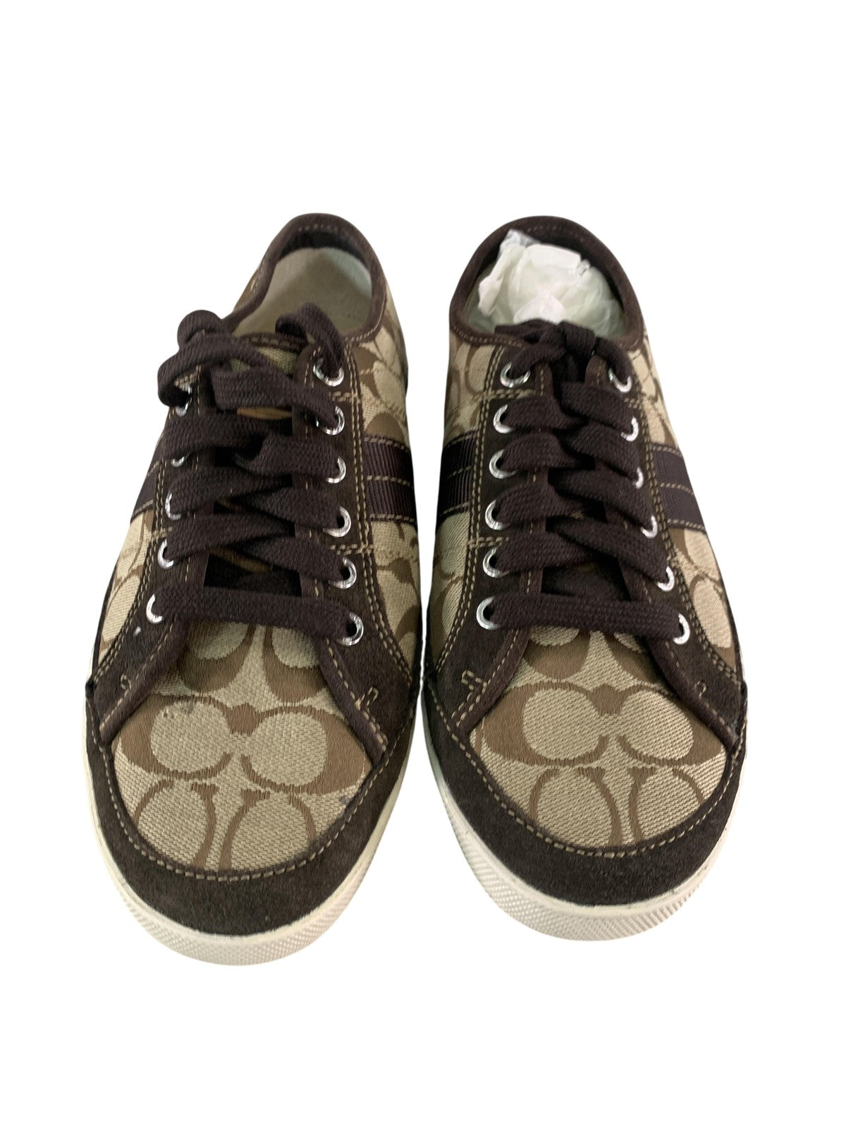 Coach Shoes Womens Size 8 Brown Signature Canvas Brad Lace Up Sneakers Unbranded