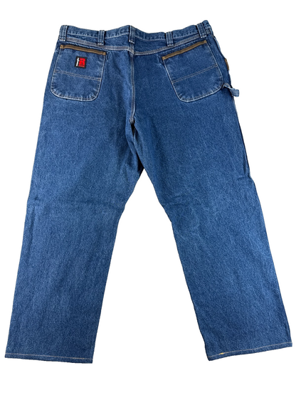 Wrangler Riggs Workwear Jeans Men 44x32 Carpenter Relaxed Fit Blue Denim