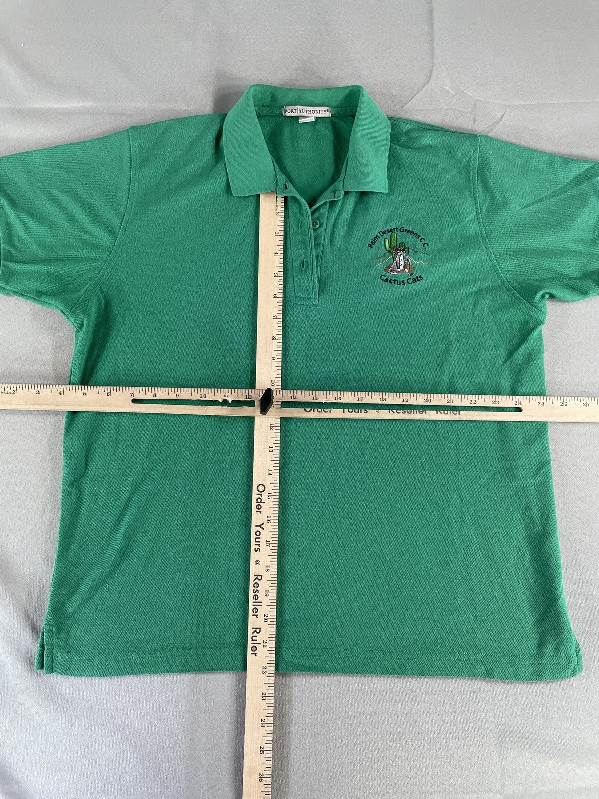 Port Authority Polo Shirt Womens Large Green Palm Desert Greens Golf Cactus Cats