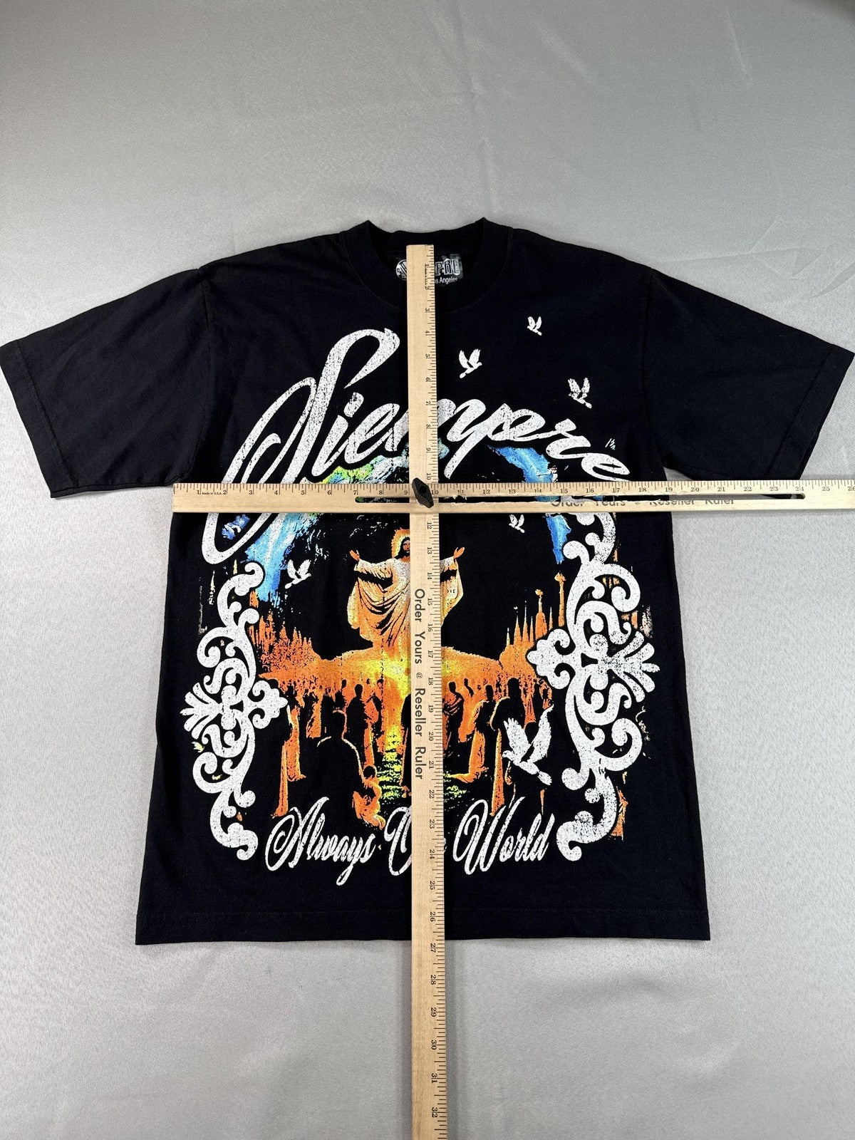 Jesus Siempre Black Graphic Tee Religious Art Siempre Global Mens Shirt