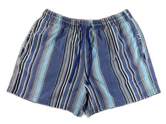 BARNEYS YORK Striped Elastic Waist Shorts M Blue 100% COTTON Regular Fit Men