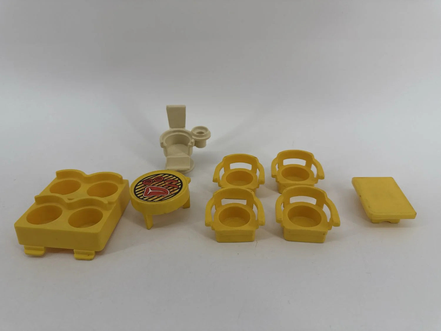 Fisher Price Little People Yellow Furniture Chairs Grill Toilet Set Unbranded