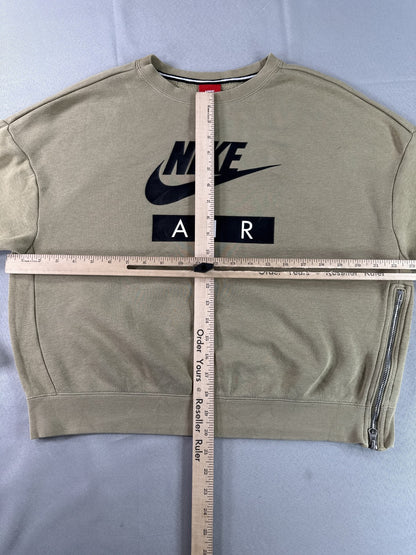Nike Air Sweatshirt Olive S Pullover Graphic Crewneck Long Sleeve Regular Fit