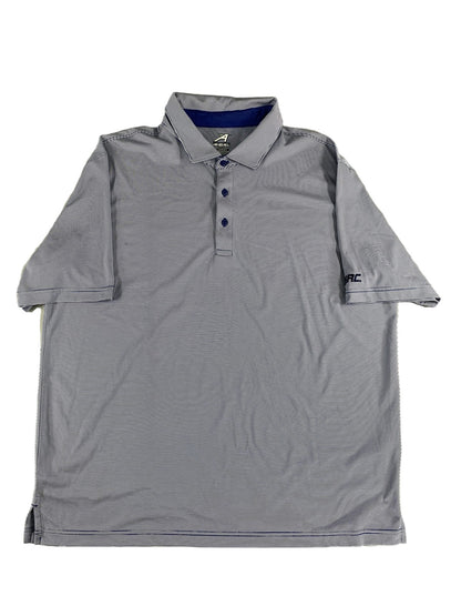 Ahead Polo Shirt Mens XL Blue White Striped Golf SRC Embroidered Performance 100