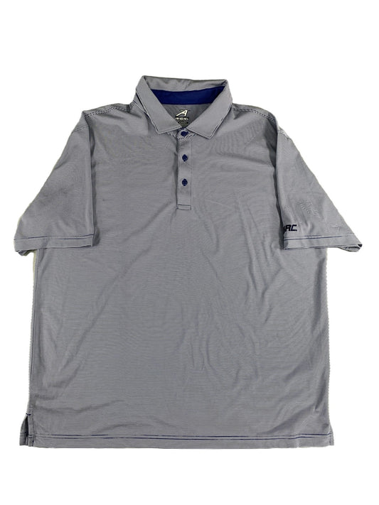 Ahead Polo Shirt Mens XL Blue White Striped Golf SRC Embroidered Performance 100